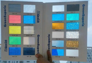 Bảng màu tấm Poly rỗng - kích thước chuẩn 2100x5800mm. Với nhiều màu sắc